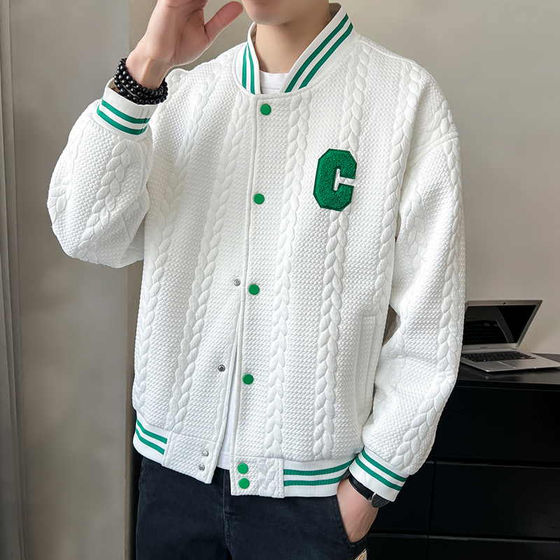 男士高级设计感小众棉棒球领夹克2022年新款ins潮男外套春装上衣