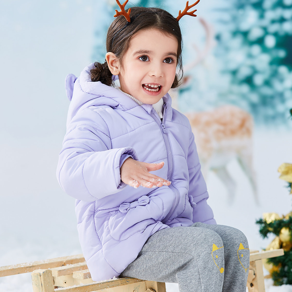 贝贝怡女童棉衣冬装2022新款洋气儿童外套小女孩棉袄