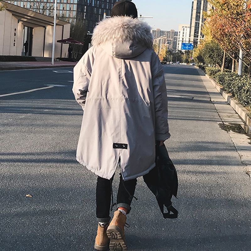 冬季潮流中长款棉衣男士ins宽松棉服帅气外套加厚派克服保暖棉袄