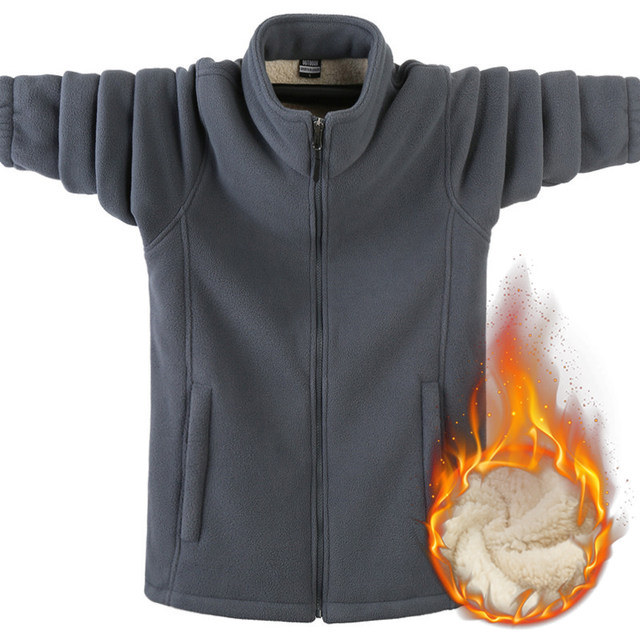 Winter warm men plus velvet plus thick fleece sweater cardigan plus fertilizer large size double velvet men's solid color jacket Winter warm men plus velvet plus thick fleece sweater cardigan plus fertilizer large size double velvet men's solid color jacket