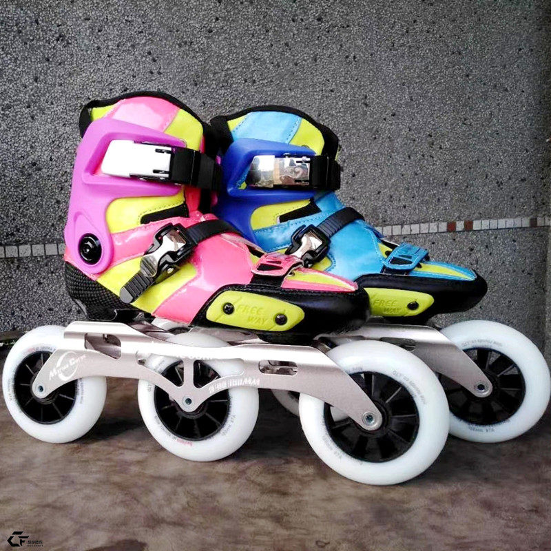 新款儿童碳纤平花轮滑ksjj花式hv直排轮