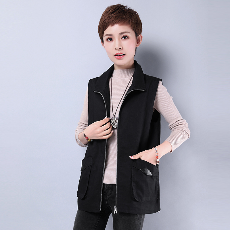 中年女士马甲短款春秋季妈妈装纯棉背心宽松休闲马夹百搭薄款坎肩