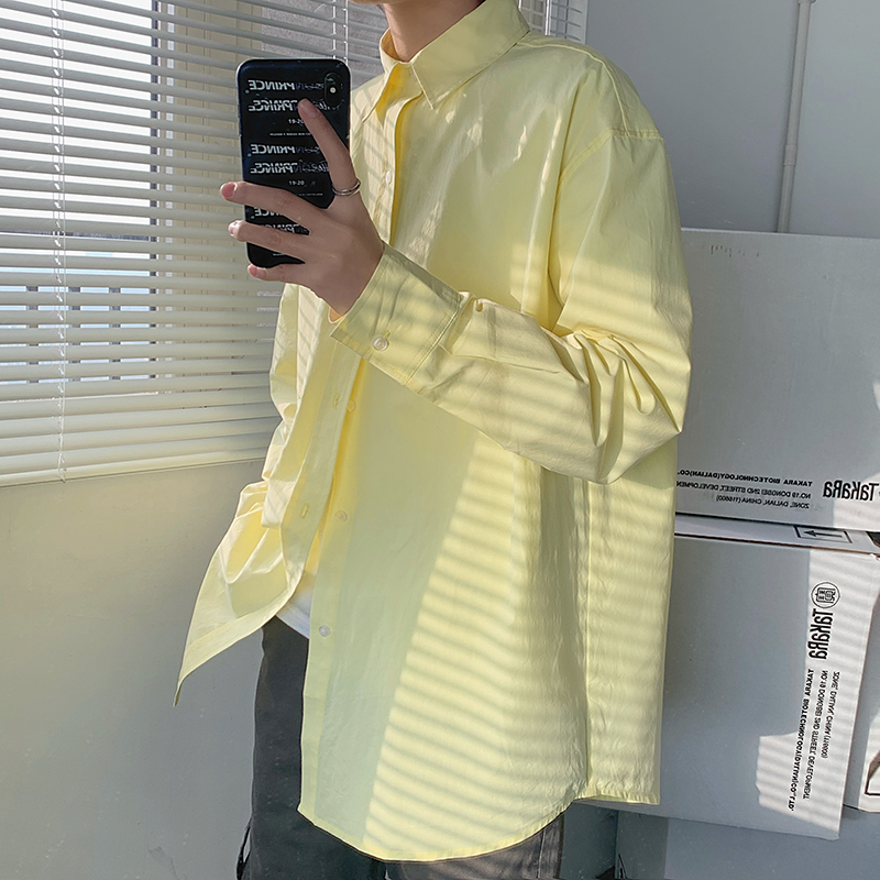 2022夏季新款长袖衬衫男士潮牌痞帅衬衣港风宽松韩版潮流学生上衣