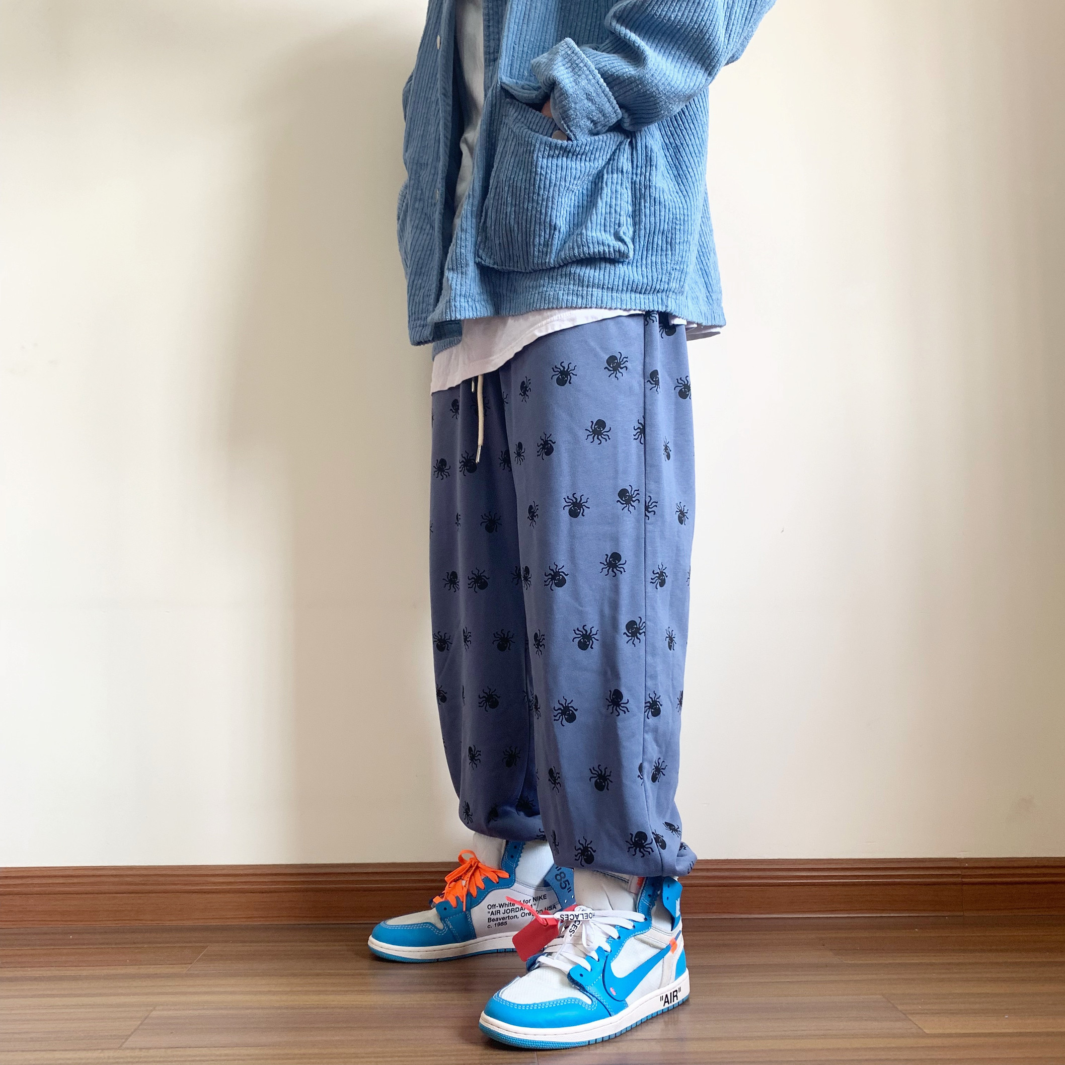 烦恼的Octopus 潮牌章鱼印花长裤情侣休闲宽松卫裤百搭束脚运动裤