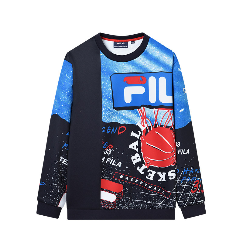 fila斐乐男士加绒卫衣2022秋季洋气运动休闲针织卫衣