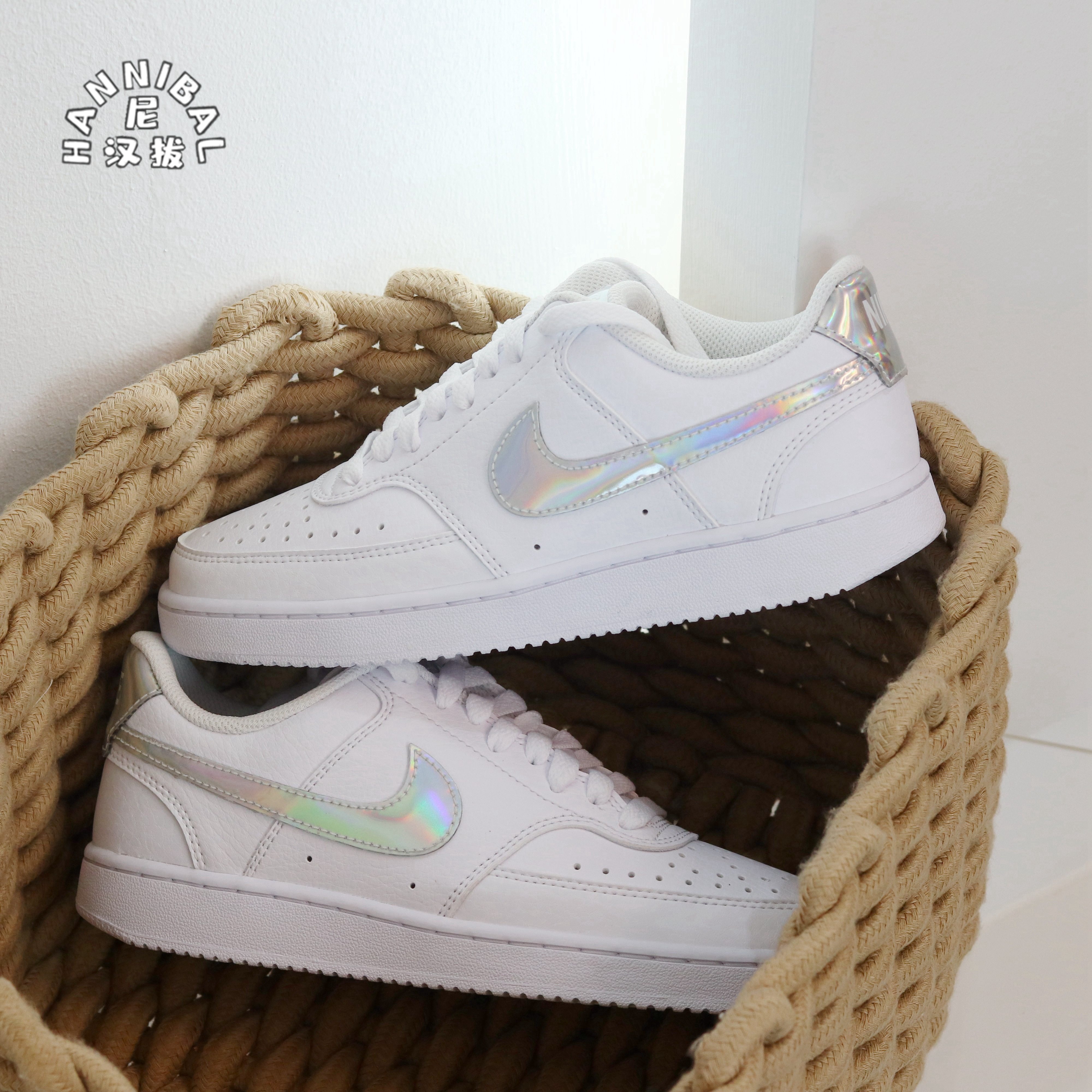 耐克nikecourtvision纯白af1空军镭射炫彩休闲板鞋