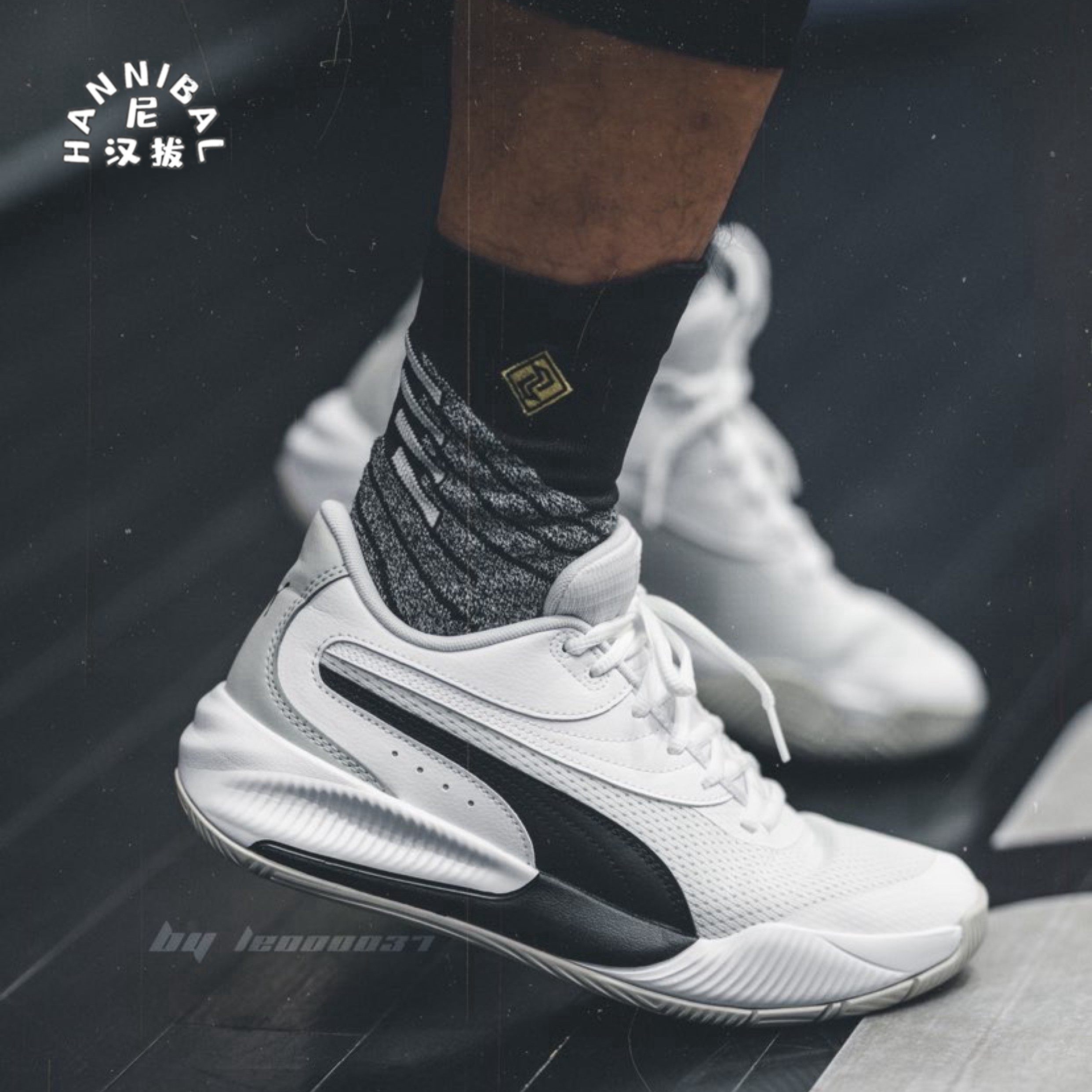 puma彪马legacylow黑色水泥泥灰男子轻便低帮篮球鞋