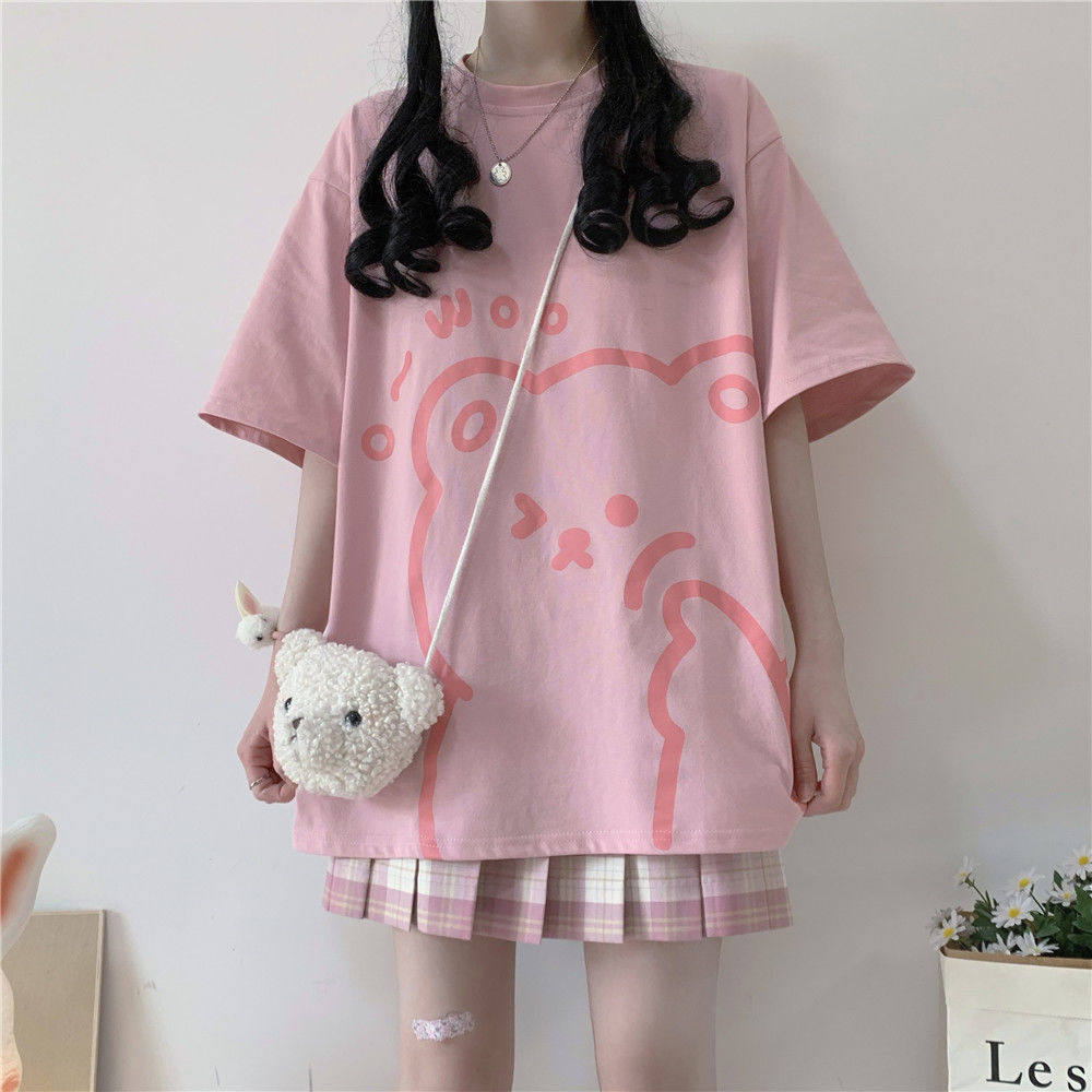 夏季短袖t恤女学生韩版宽松日系软妹可爱炸街ins学院风百搭上衣潮