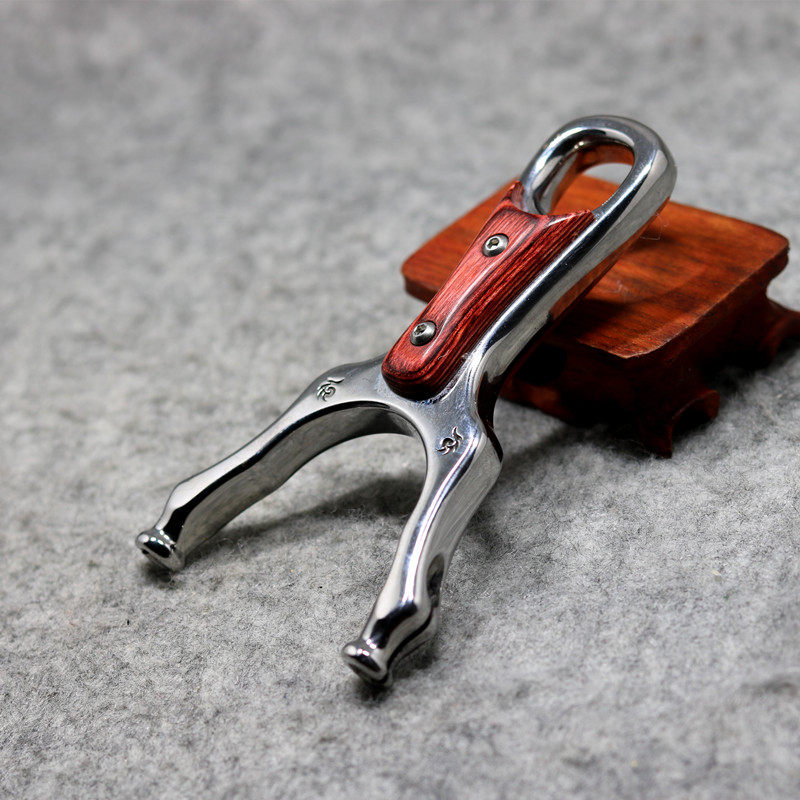 柳浪弹弓440c钛钢红酸枝贴片线切割手工冷弯红木飞镖