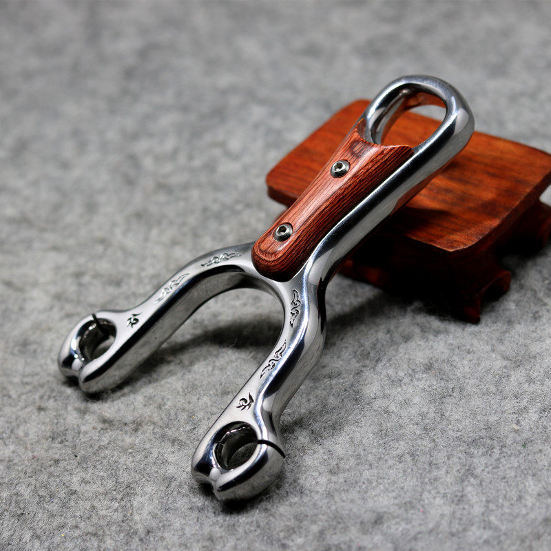 柳浪弹弓440c钛钢红酸枝贴片线切割手工冷弯红木飞镖