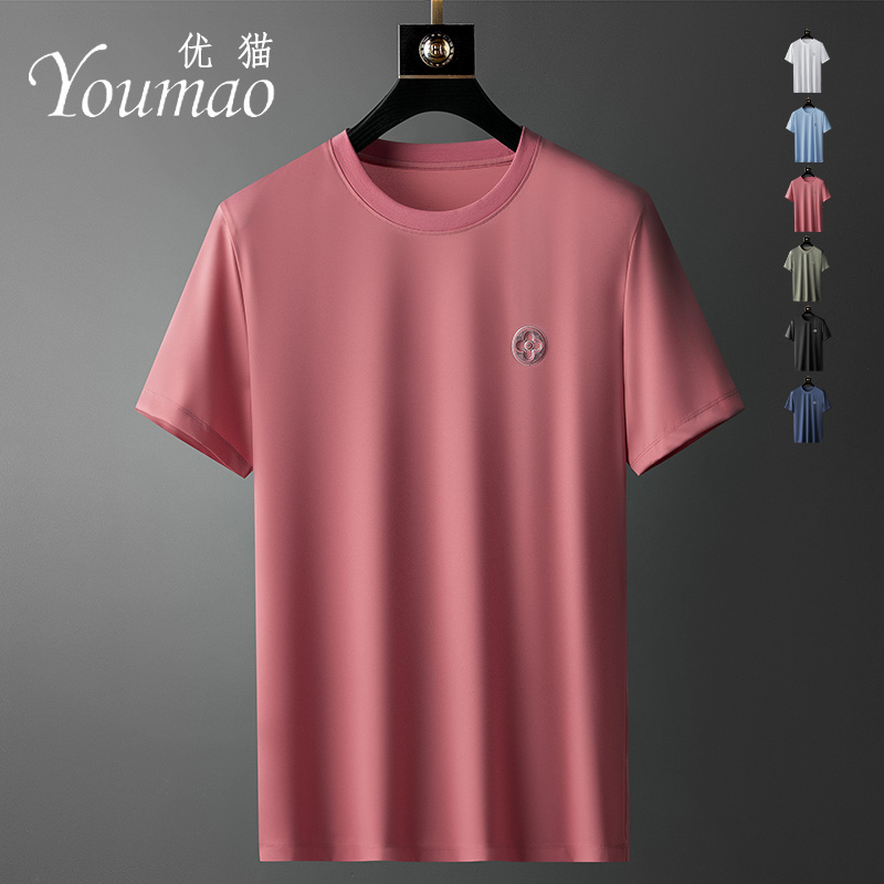 男士短袖2022新款夏季薄款高端t恤男丝光棉半袖冰爽圆领体恤潮流