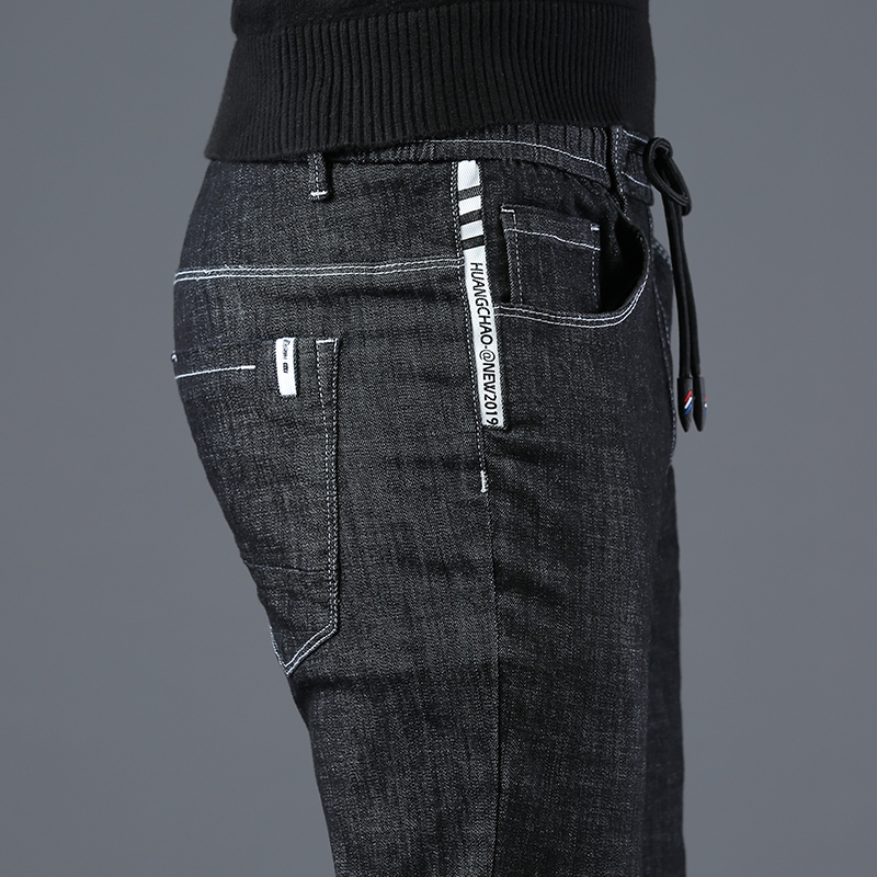 春秋款休闲牛仔长裤男裤子夏季直筒宽松紧腰2022年新款男士秋冬款