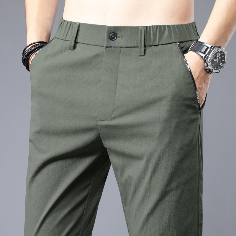 男装男裤夏季薄款冰丝男士休闲长裤子宽松直筒中年爸爸春秋款秋季