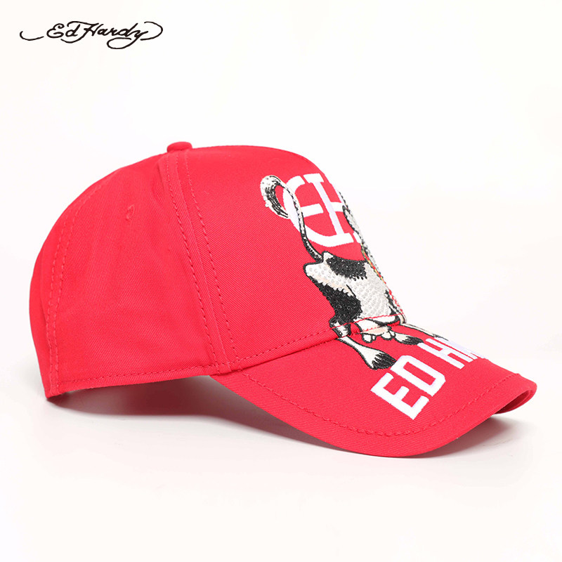 edhardy2021春夏新款潮流卡通奶牛图案棒球帽帽子