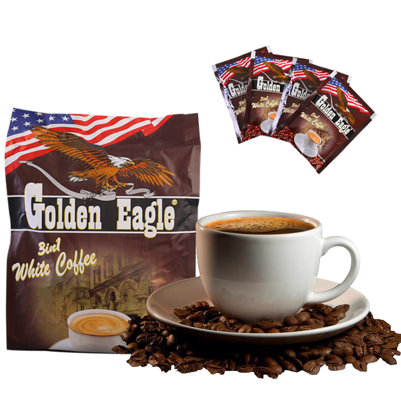 俄罗斯金鹰白咖啡三合一速溶goldeneagle原装进口大鹰牌香浓袋装