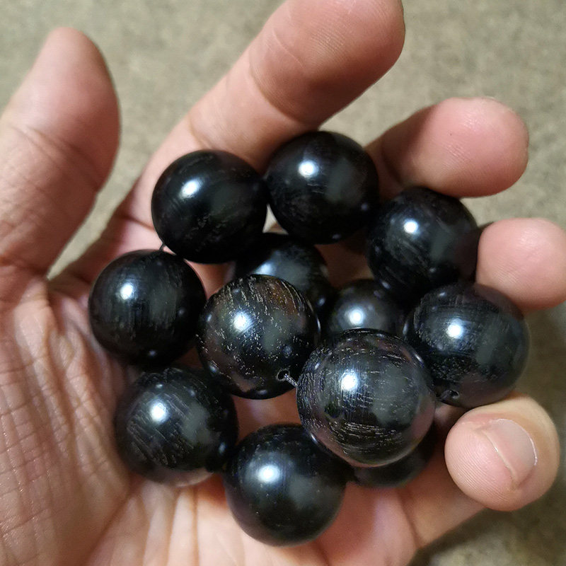 青陌阴沉青冈佛珠手串老料男女文玩手链高密佛珠