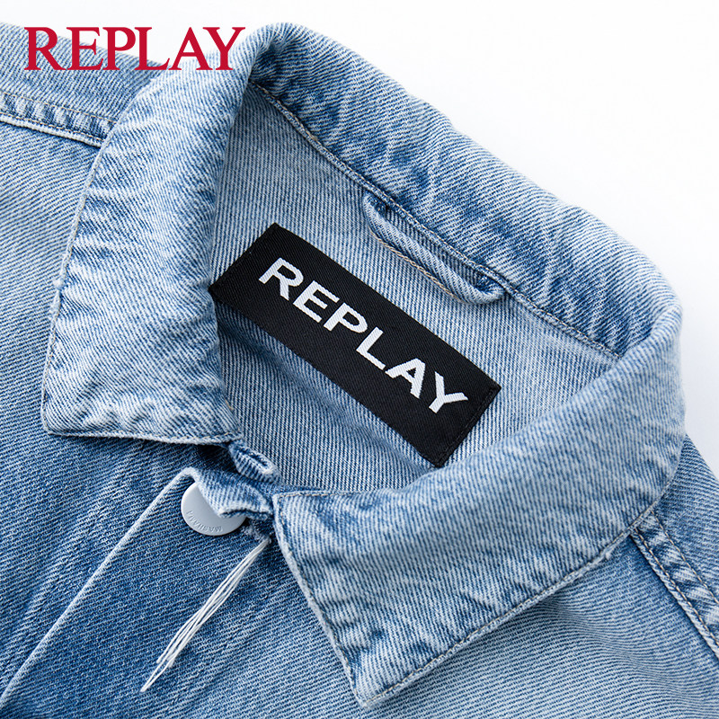 replay牛仔外套mashama情侣装春秋时尚logo潮流刺绣翻领高端上装