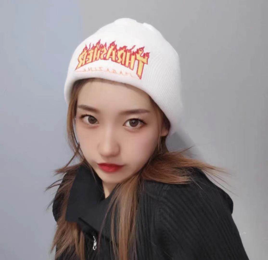 海神正品现货thrasher日版秋冬火焰基础针织冷帽帽子