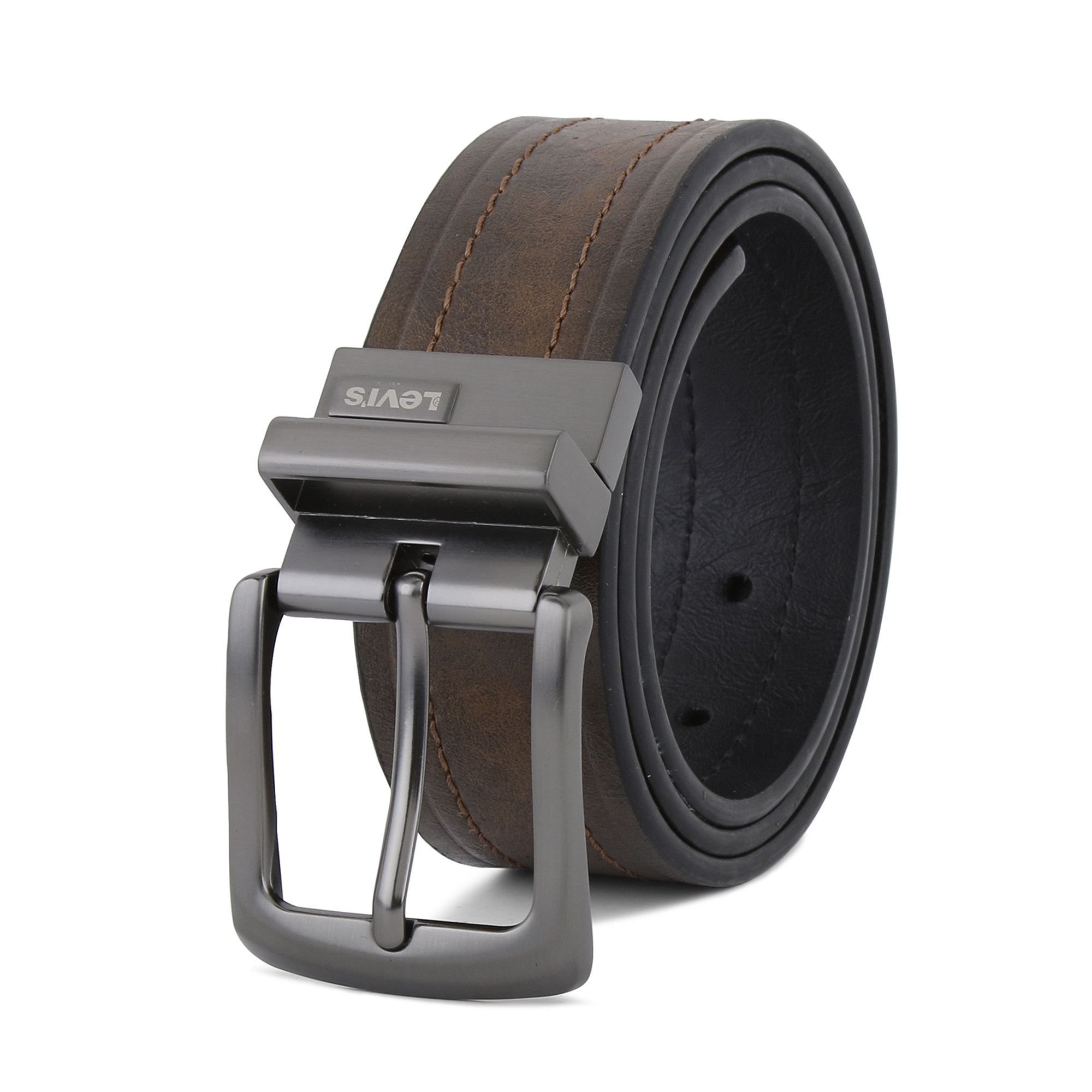 李维斯腰带 美国正品代购 牛皮双面佩戴休闲真皮针扣levis男皮带