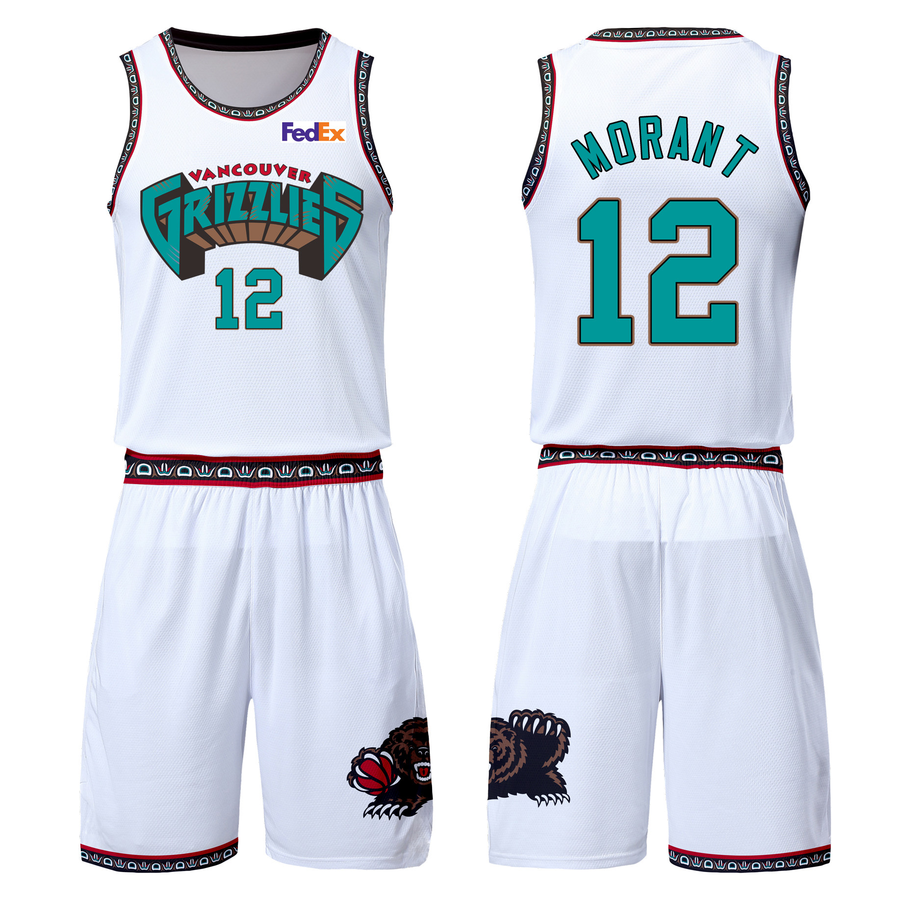 球衣灰熊复古城市莫兰兰特12号定制儿童超大篮球服