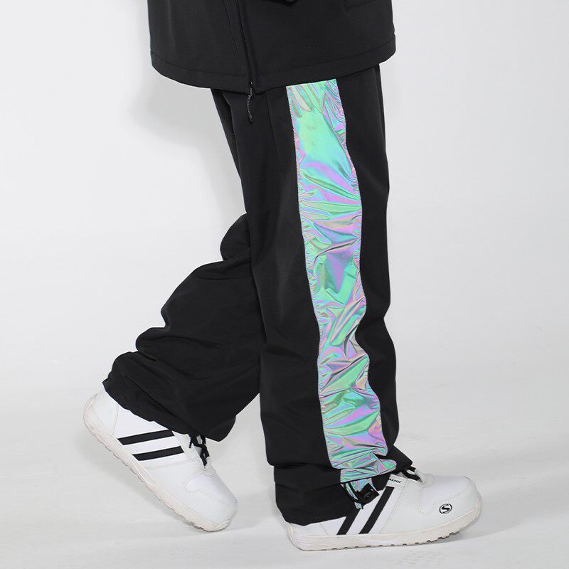 雪裤女单板双板加厚保暖防水炫彩彩色夜光滑雪滑雪裤