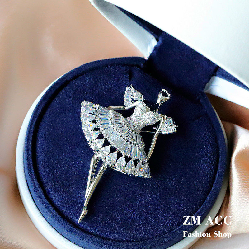 甜美时尚气质芭蕾舞女孩镶钻胸针跳舞者别针胸花胸针