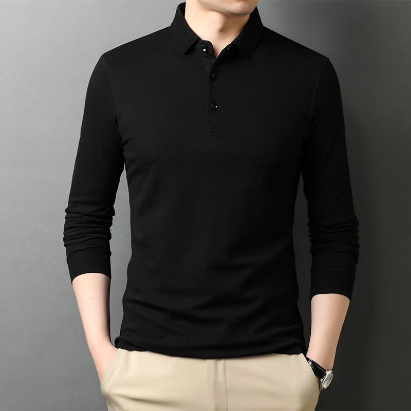 2022秋季翻领长袖t恤男纯棉打底衫春秋款休闲男装舒适百搭polo衫