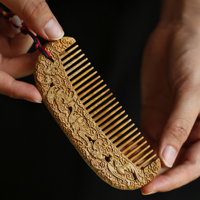 手工精雕金丝楠木防静电木梳子木梳梳头梳发梳子