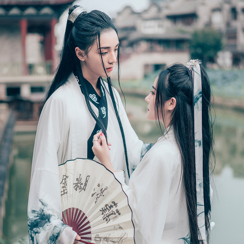 七巧雅声原创正版水墨cp情侣汉服男交领齐腰民族服装