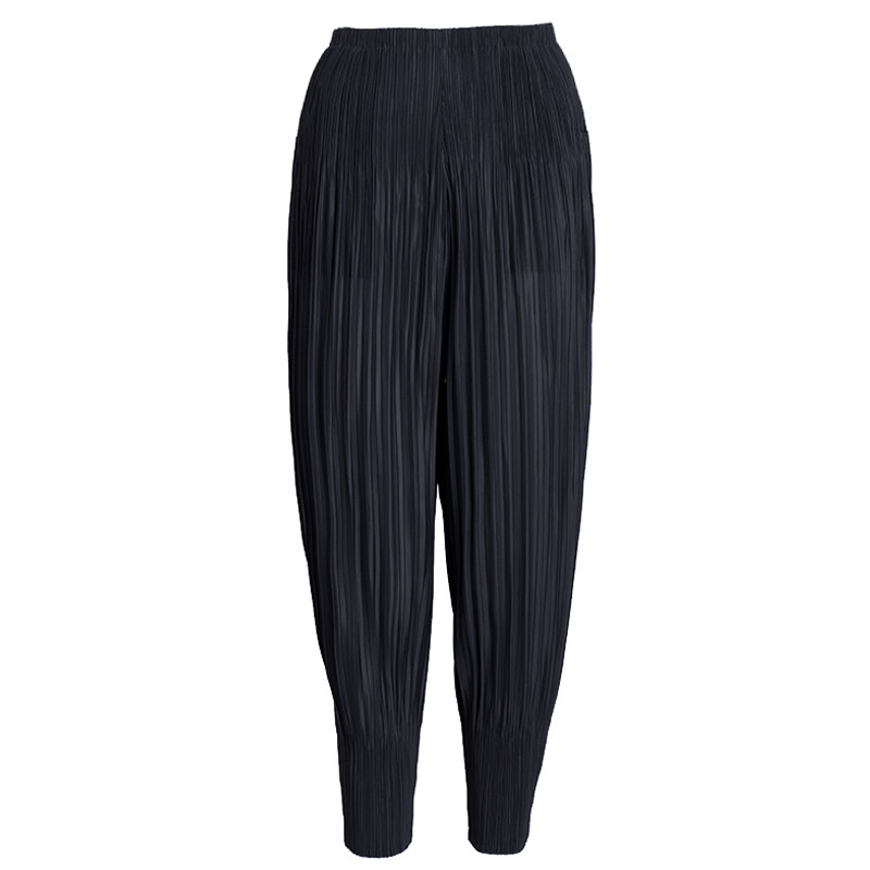 三宅褶皱裤休闲萝卜小脚裤女显瘦九分哈伦裤子夏季薄款百搭灯笼裤