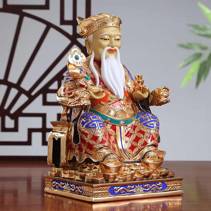 鎏金福德正神财神摆件纯铜财神爷佛像招财家用摆件