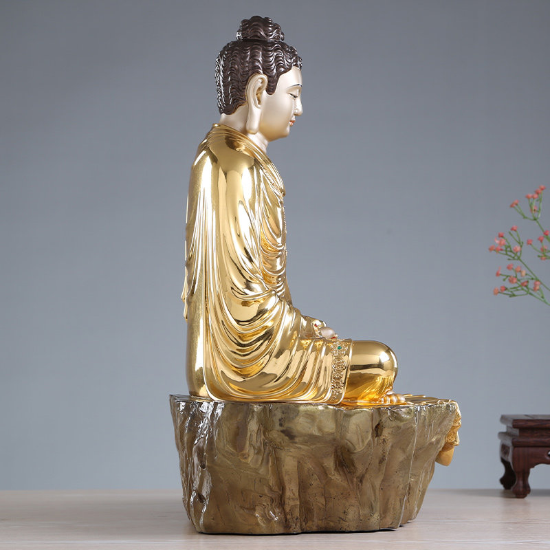 台湾工艺释迦牟尼佛像悟道佛铜贴金如来如来佛佛祖摆件