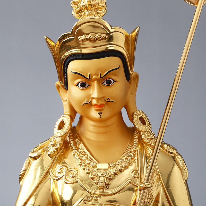密宗贴金金莲花生大士佛像纯铜藏传佛教家用供奉摆件