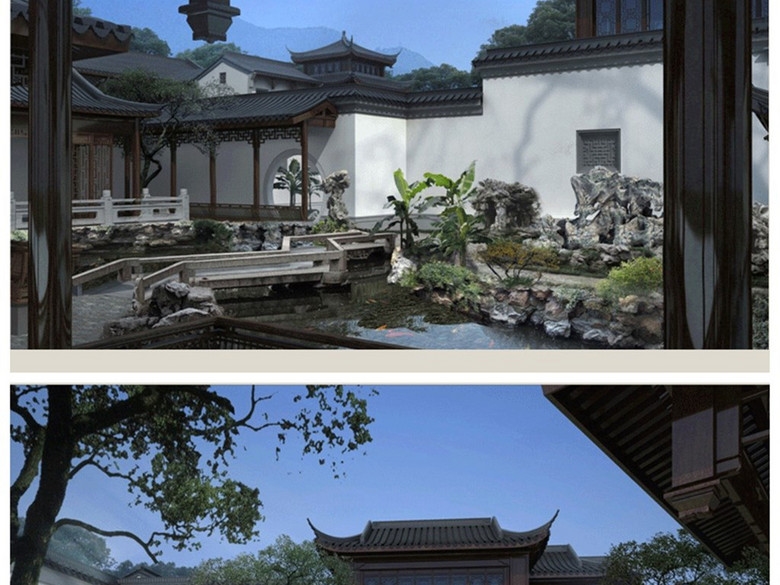苏式中式苏州园林古建风格别墅四合院民宿客栈会所建筑cad施工图