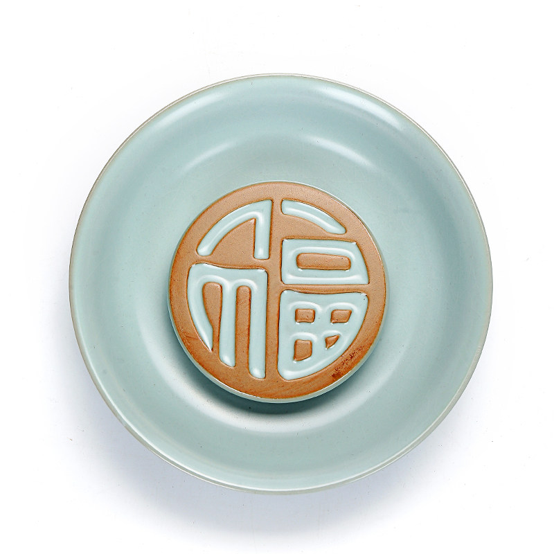 汝窑开片功夫茶具茶道配件福字壶陶瓷茶道