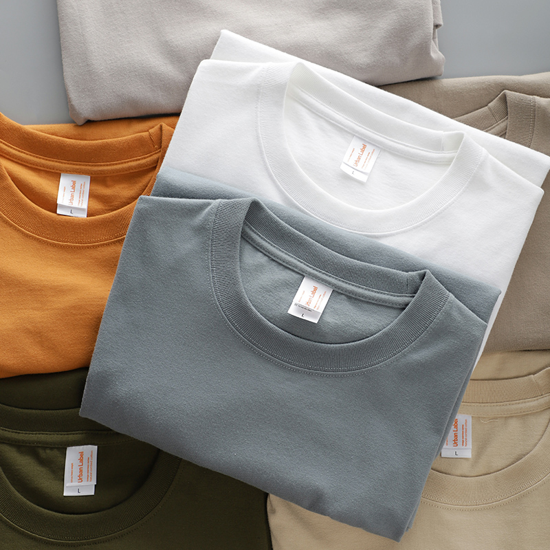 日系250g重磅T恤男纯色短袖基础款夏季潮流ins宽松白色纯棉男体恤