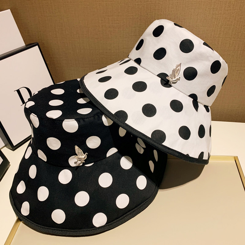 mus和平鸽春夏新品仙女ins潮波点可折叠帽子子女帽子