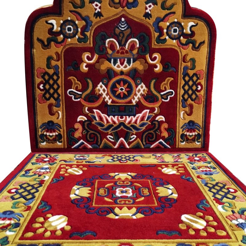 坐垫藏式羊绒绒毛八吉祥师法靠背打坐拜垫柔软蒲团