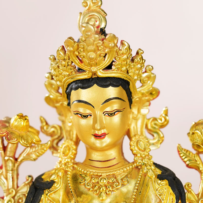 5寸绿度母纯铜佛像鎏金佛像藏传佛教用品绿度母佛像供佛摆件