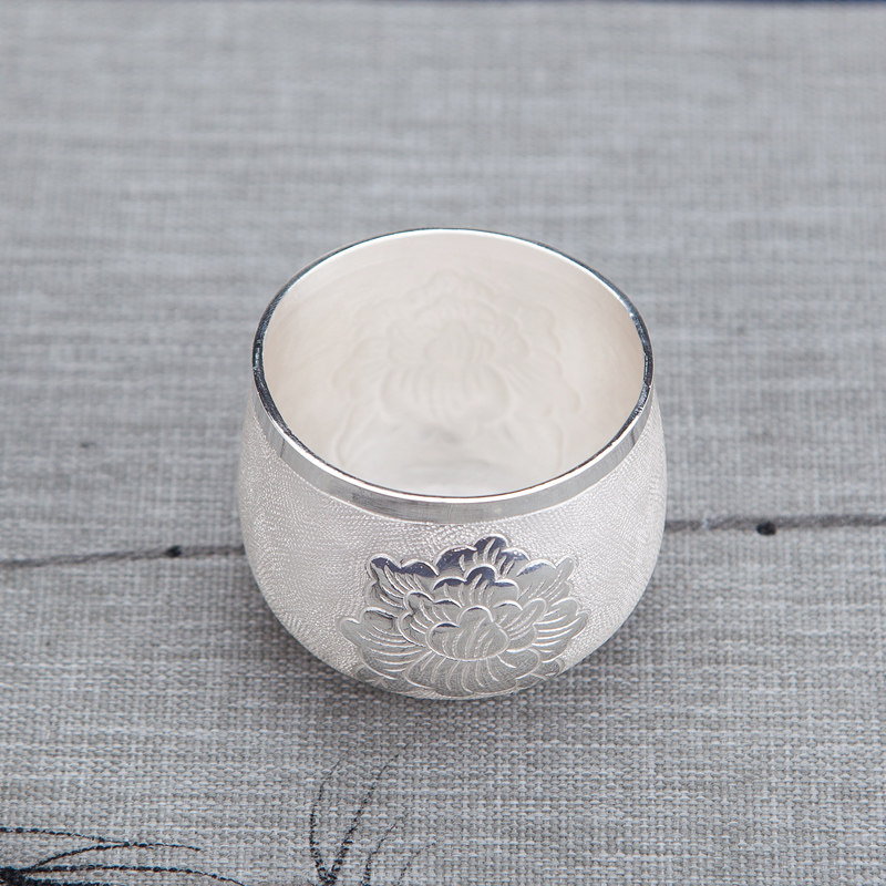 茶杯功夫功夫茶纯银云南大理雪花家用小茶杯单个茶杯