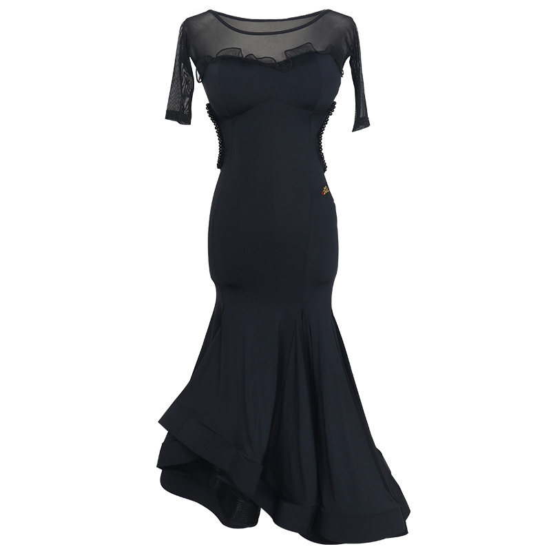 丹宝罗新款摩登舞裙高档大摆连衣裙交谊舞国标舞华尔兹舞蹈服表演