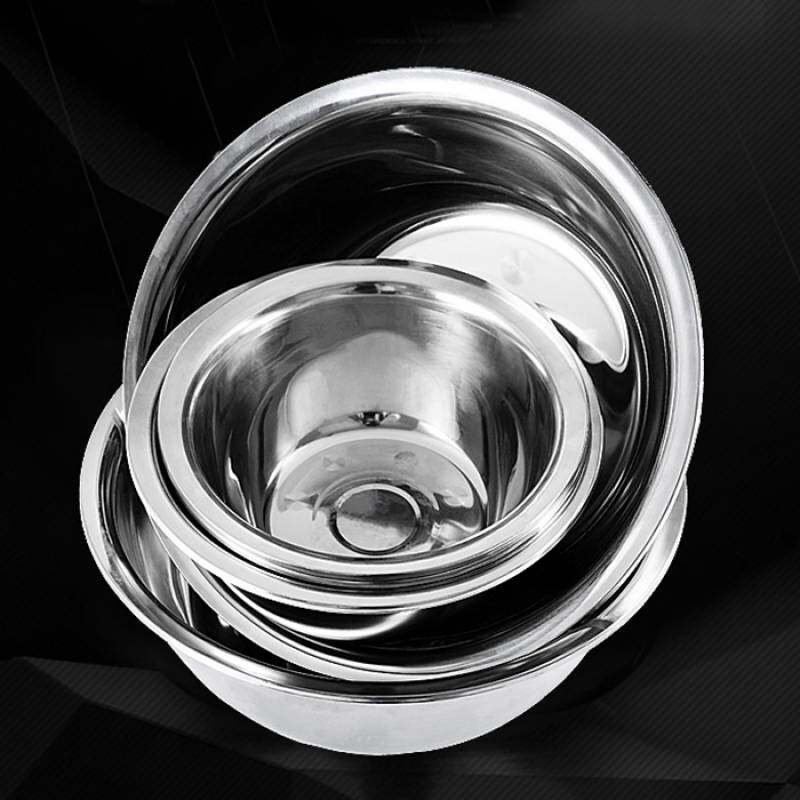 不锈钢盆圆形小铁盆厨房家用加深加厚盆汤盆打蛋揉面和面盆洗菜盆