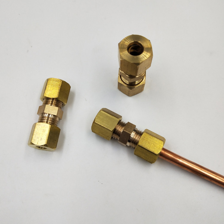 铜管卡套接头加湿器铜管接头纺织厂机械配件卡套直通6 10mm直接 - 爱