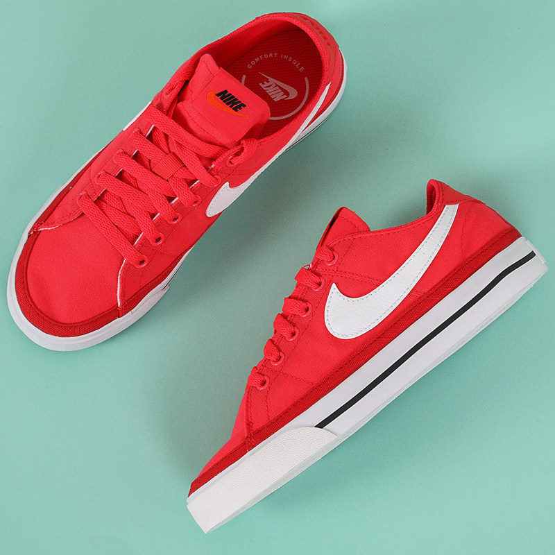 nike耐克正品女鞋2021春季新款红色帆布布鞋板鞋