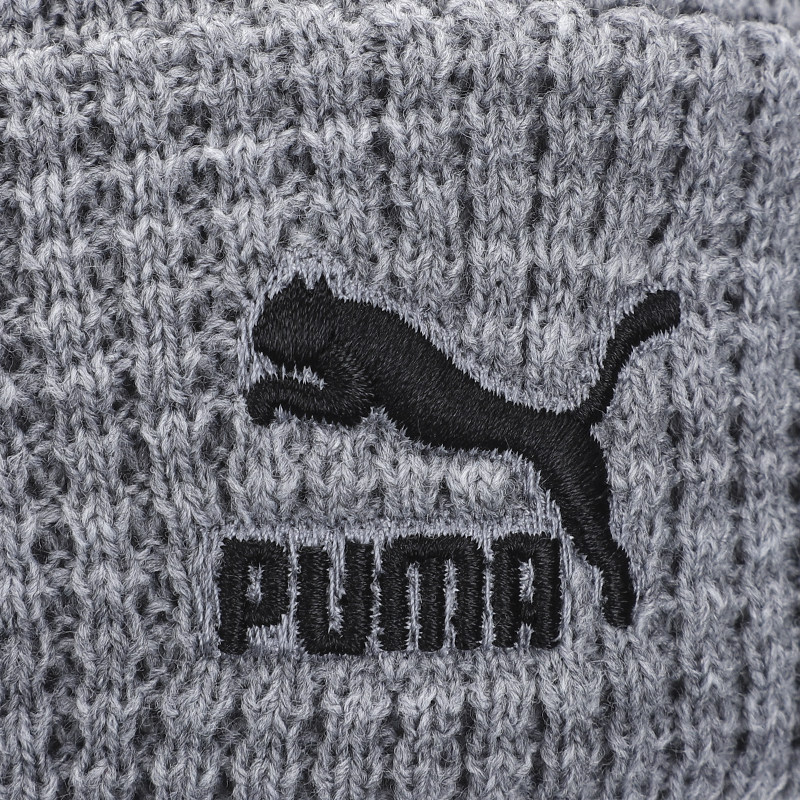 puma彪马帽子男春季新款保暖毛线帽防风冷帽灰色运动帽针织帽男帽
