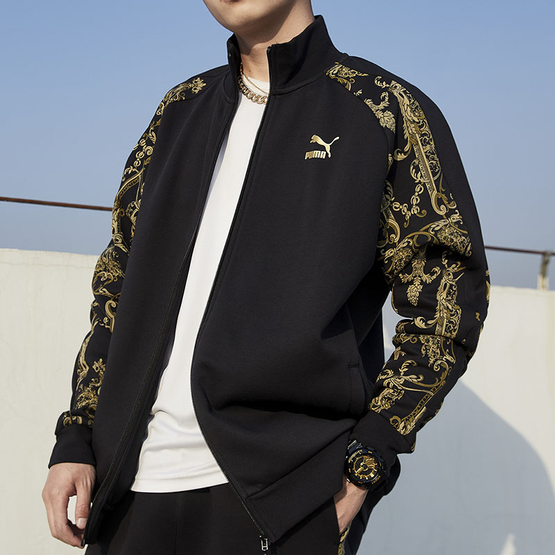 Puma彪马外套男2022秋季新款印花休闲服立领夹克运动服潮秋季茄克