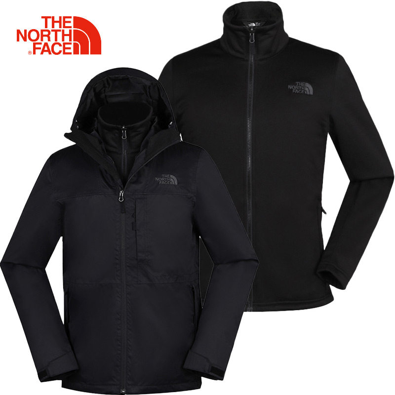 北面官网旗舰冬季登山服防风抓绒内胆三合一加厚外套加绒冲锋衣男