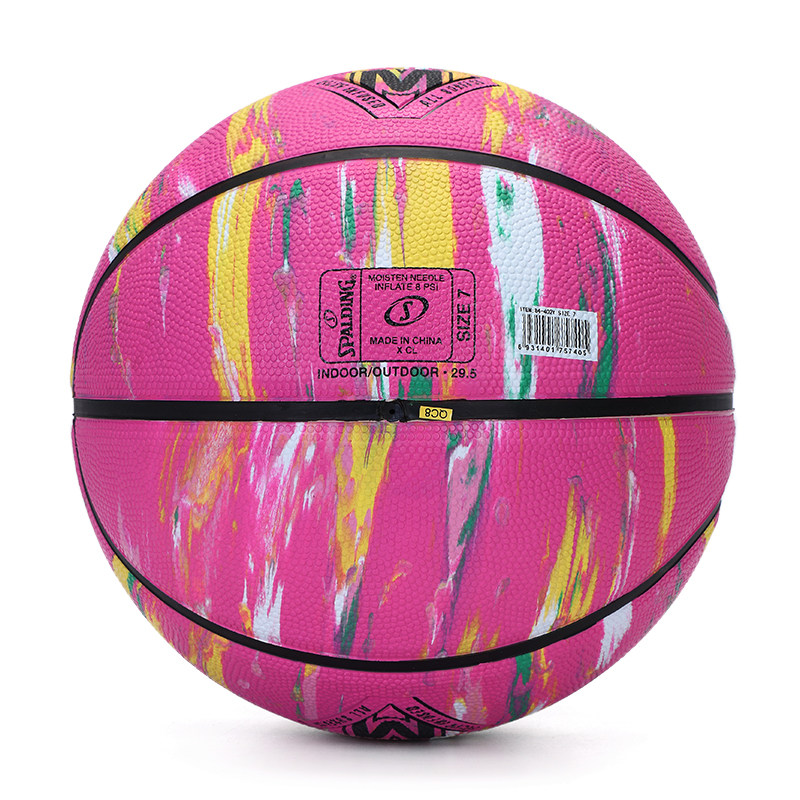 斯伯丁篮球官方旗舰店大理石印花成人粉色室外橡胶7号球篮球