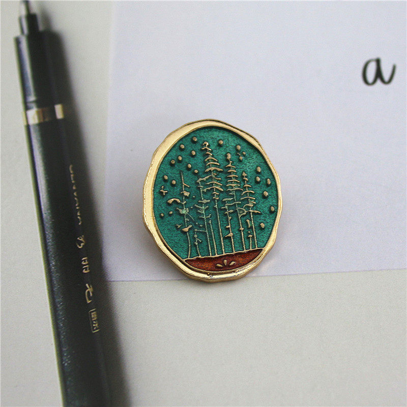 文艺复古金属徽章胸针森林情侣别针西装连衣裙胸针