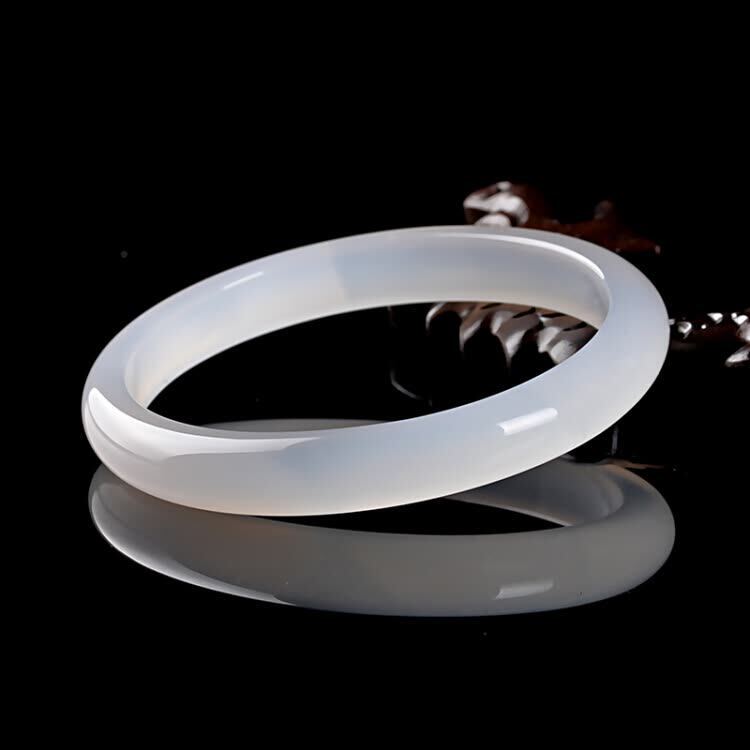 冰种天然巴西白冰玉玛瑙手镯玉髓宝石个性时尚手镯